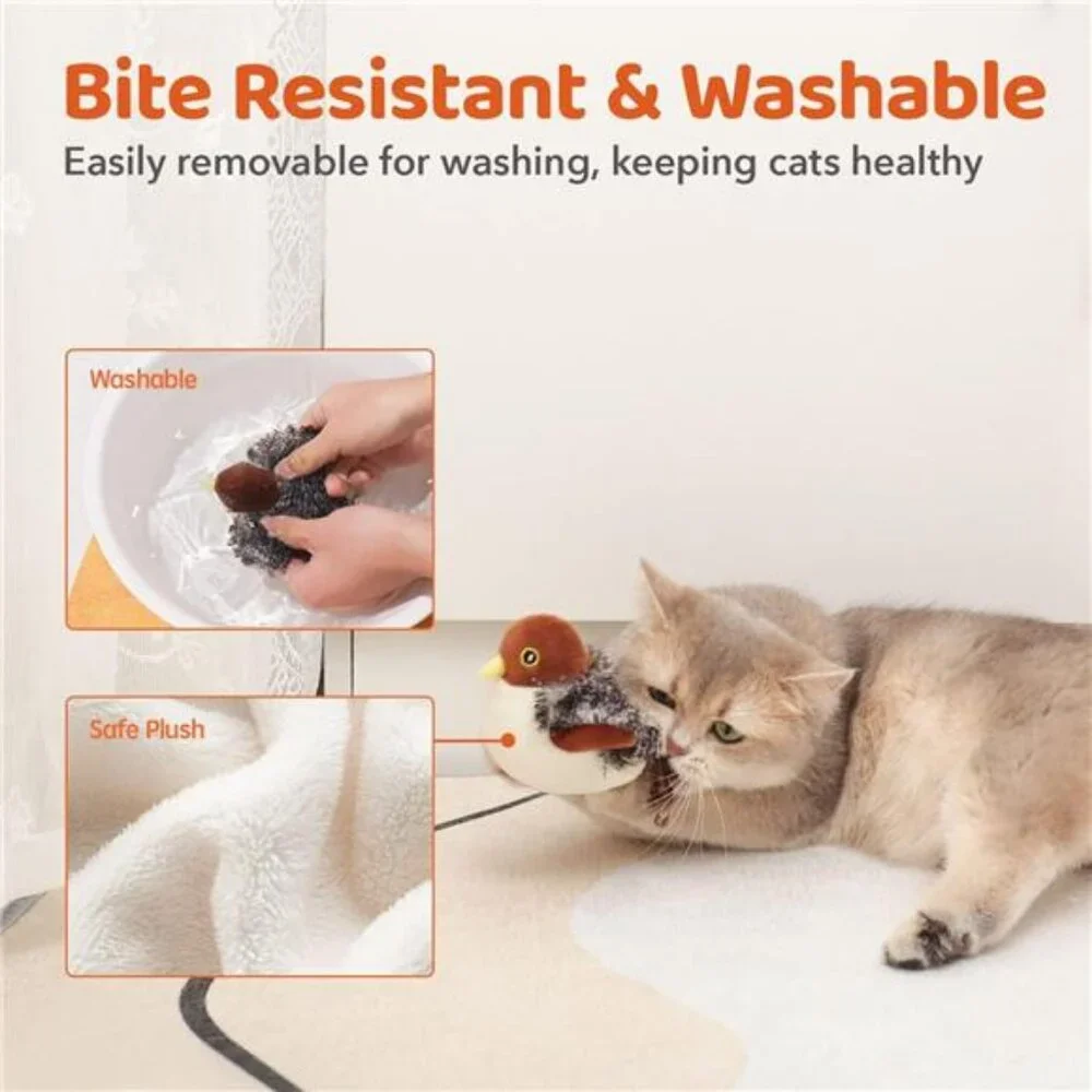 Cat Toys Rechargeable Flapping Bird Sparrow, Lifelike Chirp Tweet,